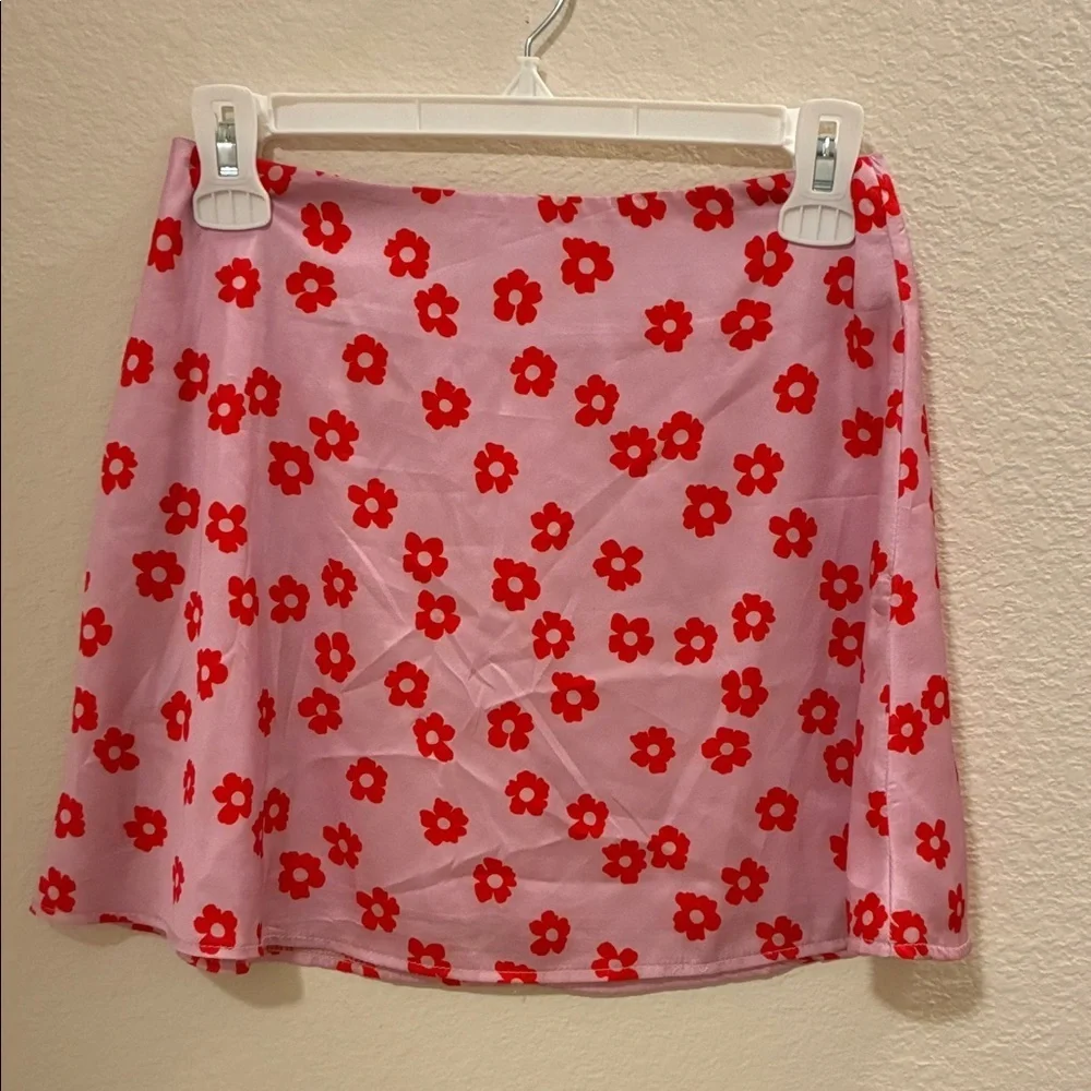 Princess Polly Pink and Red Floral Mini Skirt